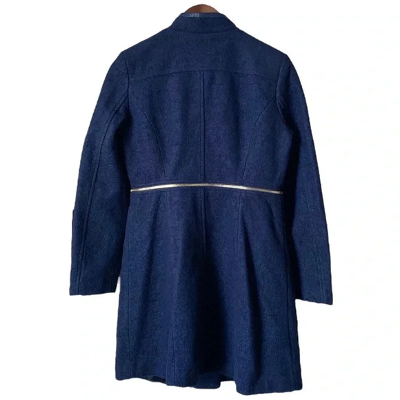 IMAN Women Platinum Rock The Runaway Transformer Wool Blend Navy Coat Size Small - Picture 6 of 15